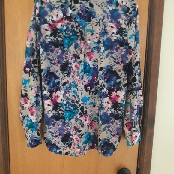 Dana Buchman button down floral print size small blouse A-50 - Picture 2 of 4